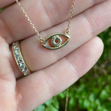 Load image into Gallery viewer, 14K Solid Gold Evil Eye Necklace 18&quot; - Jaelyn Jewelry Co.
